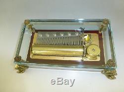 Vintage Swiss Reuge 72 / 3 Music Box, Crystal Clear Glass Case (watch The Video)