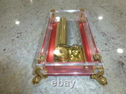 Vintage Swiss Reuge 72 Music Box Clear Acrylic Case Dolphin Legs