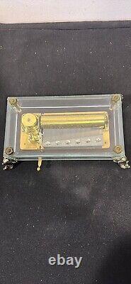 Vintage Swiss Reuge 72 Music Box, Crystal Clear Glass Case