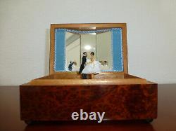 Vintage Swiss Reuge Couple Dancing Ballerina Musical Jewelry Box Automaton