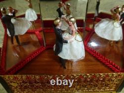 Vintage Swiss Reuge Couple Dancing Ballerina Musical Jewelry Box Automaton