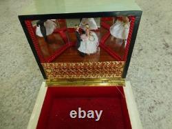 Vintage Swiss Reuge Couple Dancing Ballerina Musical Jewelry Box Automaton