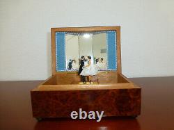 Vintage Swiss Reuge Couple Dancing Ballerina Musical Jewelry Box Automaton