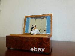 Vintage Swiss Reuge Couple Dancing Ballerina Musical Jewelry Box Automaton