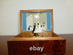 Vintage Swiss Reuge Couple Dancing Ballerina Musical Jewelry Box Automaton
