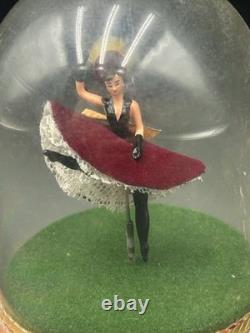 Vintage Swiss Reuge Dancing Ballerina Dome Music Box French Cancan Purple Dress