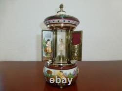 Vintage Swiss Reuge Dancing Ballerina Music Box Carousel Porcelain Items Holder