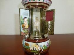 Vintage Swiss Reuge Dancing Ballerina Music Box Carousel Porcelain Items Holder
