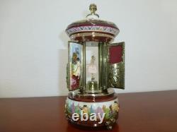 Vintage Swiss Reuge Dancing Ballerina Music Box Carousel Porcelain Items Holder