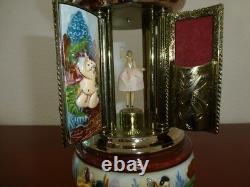 Vintage Swiss Reuge Dancing Ballerina Music Box Carousel Porcelain Items Holder