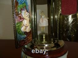Vintage Swiss Reuge Dancing Ballerina Music Box Carousel Porcelain Items Holder