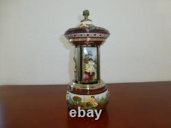 Vintage Swiss Reuge Dancing Ballerina Music Box Carousel Porcelain Items Holder