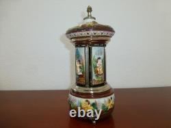 Vintage Swiss Reuge Dancing Ballerina Music Box Carousel Porcelain Items Holder