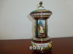 Vintage Swiss Reuge Dancing Ballerina Music Box Carousel Porcelain Items Holder