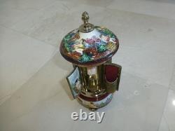 Vintage Swiss Reuge Dancing Ballerina Music Box Carousel Porcelain Items Holder