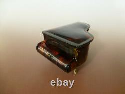 Vintage Swiss Reuge Dancing Ballerina Music Box Faux Tortoise Shell Piano Case