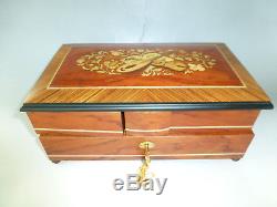 Vintage Swiss Reuge Dancing Ballerina Music Box Jewelry Wooden Case (see Video)