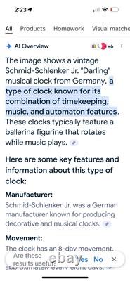 Vintage Swiss Reuge Dancing Ballerina Music Box Swiss Clock Schmid Schlenker Jr