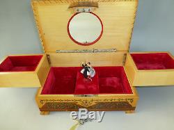 Vintage Swiss Reuge Dancing Ballerina Music Jewelry Box Rare Couple Dancer Model