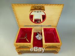 Vintage Swiss Reuge Dancing Ballerina Music Jewelry Box Rare Couple Dancer Model