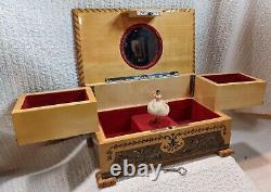 Vintage Swiss Reuge Dancing Ballerina Musical Jewelry Box