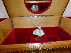 Vintage Swiss Reuge Dancing Ballerina Musical Jewelry Box Automaton (See Video)