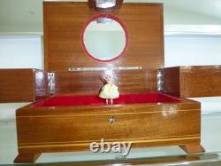 Vintage Swiss Reuge Dancing Ballerina Musical Jewelry Box Automaton (See Video)