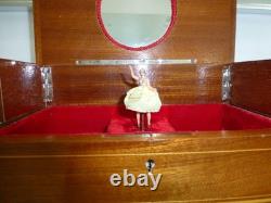 Vintage Swiss Reuge Dancing Ballerina Musical Jewelry Box Automaton (See Video)