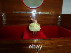 Vintage Swiss Reuge Dancing Ballerina Musical Jewelry Box Automaton (See Video)