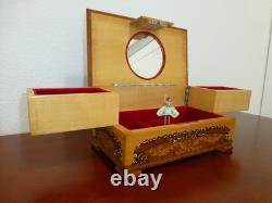 Vintage Swiss Reuge Dancing Ballerina Musical Jewelry Box Automaton (See Video)