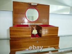 Vintage Swiss Reuge Dancing Ballerina Musical Jewelry Box Automaton (See Video)