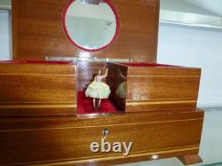 Vintage Swiss Reuge Dancing Ballerina Musical Jewelry Box Automaton (See Video)