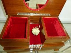 Vintage Swiss Reuge Dancing Ballerina Musical Jewelry Box Automaton (See Video)