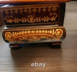 Vintage Swiss Reuge Dancing Ballerina Musical Jewelry Box Great Condition WithKey