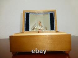 Vintage Swiss Reuge Dancing Ballerina Wooden Storage Box Music Box