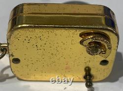 Vintage Swiss Reuge Goldfield Music Box w Key Chain Rare Brass movement