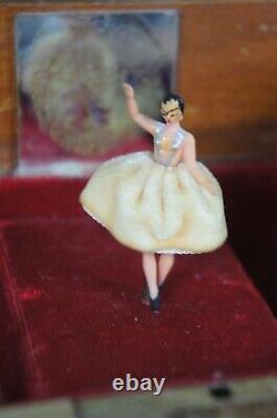 Vintage Swiss Reuge Italian Marquetry Music Jewelry Box Dancing Ballerina 10