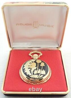 Vintage Swiss Reuge Mechanical Music Box Hunter Pocket Watch With Original Case