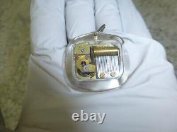 Vintage Swiss Reuge Miniature Music Box In Clear Lucite Musical Charm, Pendant