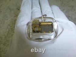 Vintage Swiss Reuge Miniature Music Box In Clear Lucite Musical Charm, Pendant