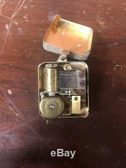Vintage Swiss Reuge Miniature Music Box Necklace Pendant Mechanical Windup