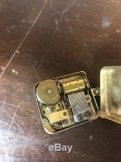Vintage Swiss Reuge Miniature Music Box Necklace Pendant Mechanical Windup