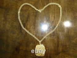 Vintage Swiss Reuge Miniature Music Box Pendant Gold Tone Case & Chain