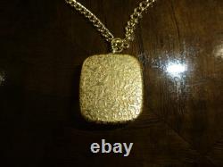 Vintage Swiss Reuge Miniature Music Box Pendant Gold Tone Case & Chain