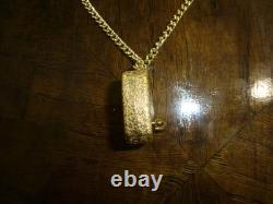 Vintage Swiss Reuge Miniature Music Box Pendant Gold Tone Case & Chain