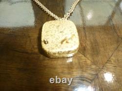 Vintage Swiss Reuge Miniature Music Box Pendant Gold Tone Case & Chain