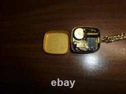 Vintage Swiss Reuge Miniature Music Box Pendant Gold Tone Case & Chain