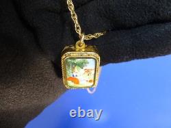 Vintage Swiss Reuge Miniature music box pendant Gold Gilt / Sterling Silver Case