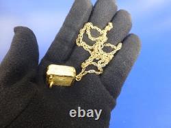 Vintage Swiss Reuge Miniature music box pendant Gold Gilt / Sterling Silver Case