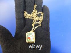 Vintage Swiss Reuge Miniature music box pendant Gold Gilt / Sterling Silver Case